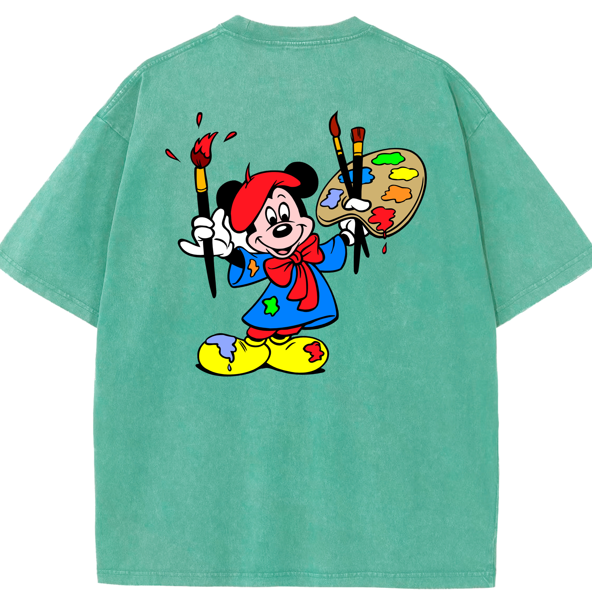 （画像用） ミッキーマウス Mickey Mouse 綿100% ヴィンテージ風 半袖Tシャツ（背面プリント）